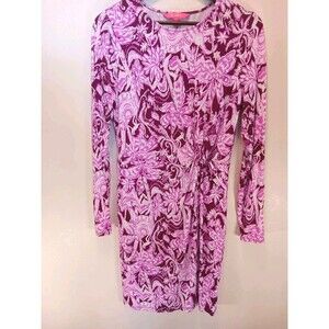 Lilly Pulitzer Lynn Twist Dress Mulberry Wild Ride Elephant Pink L 14395